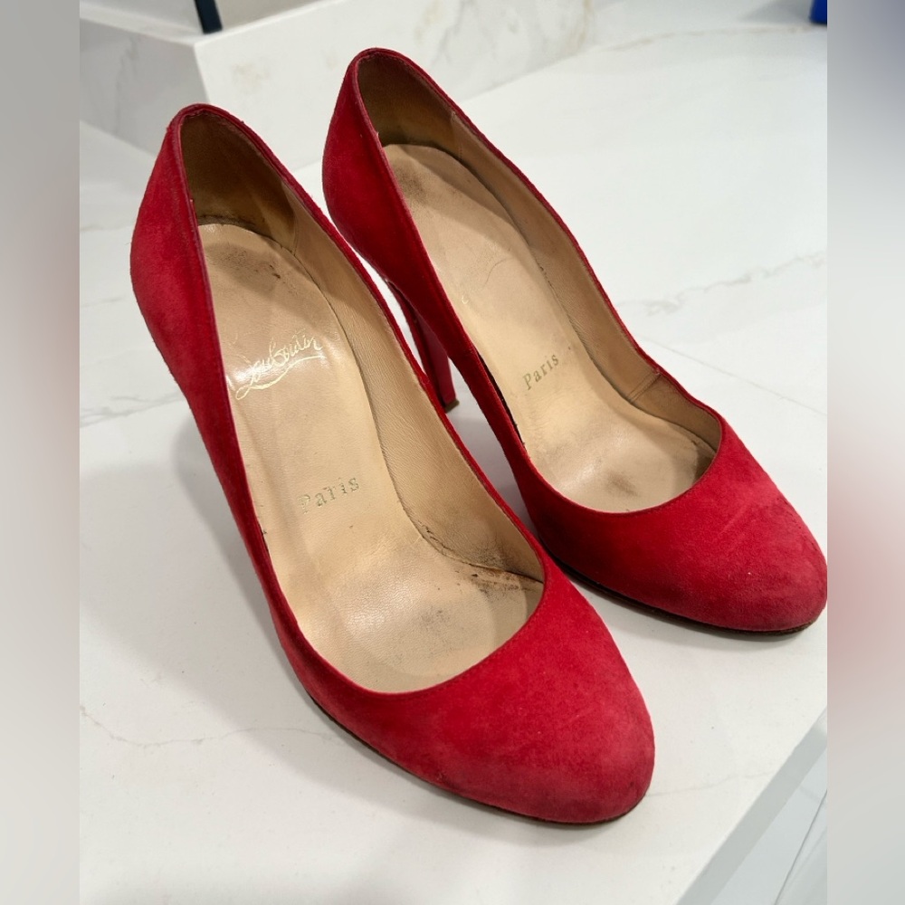 Christian Louboutin Pink / Red Suede Pumps
